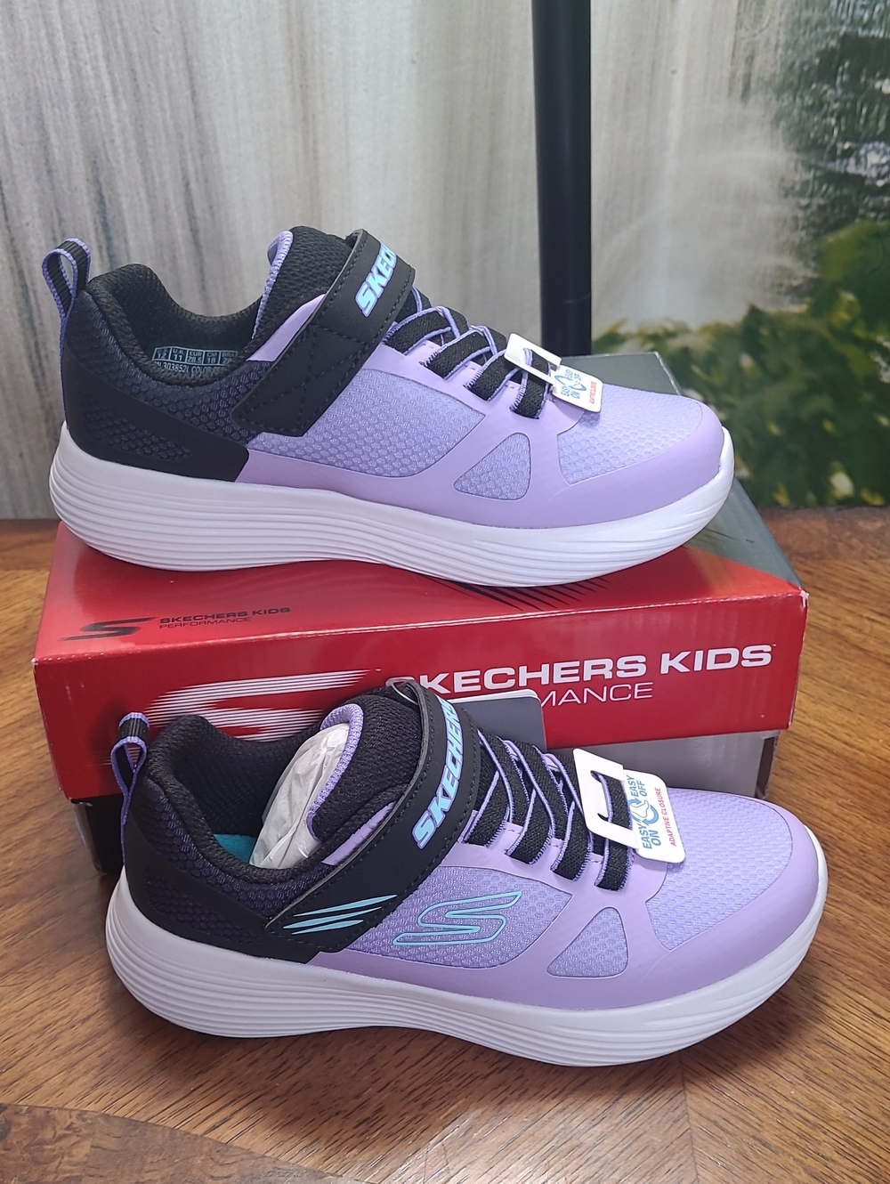 New in box! Skechers GO Run Trace Track Girls 12 Purple Black Athletic Sneakers